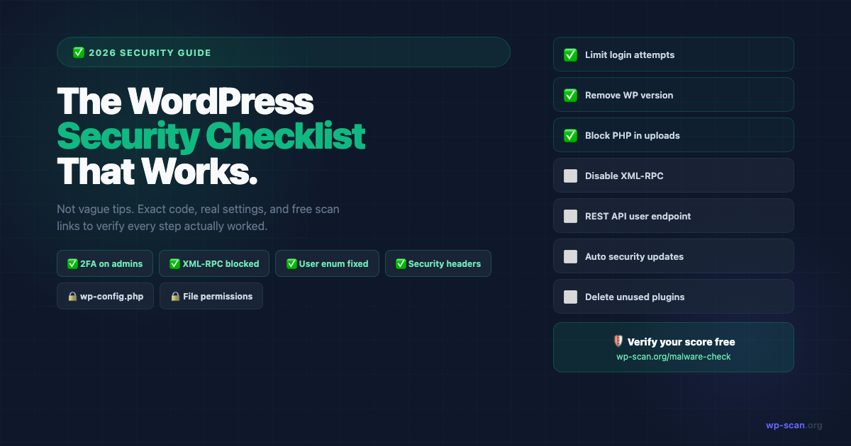 The WordPress Security Checklist That Actually Works in 2026 (With Code)